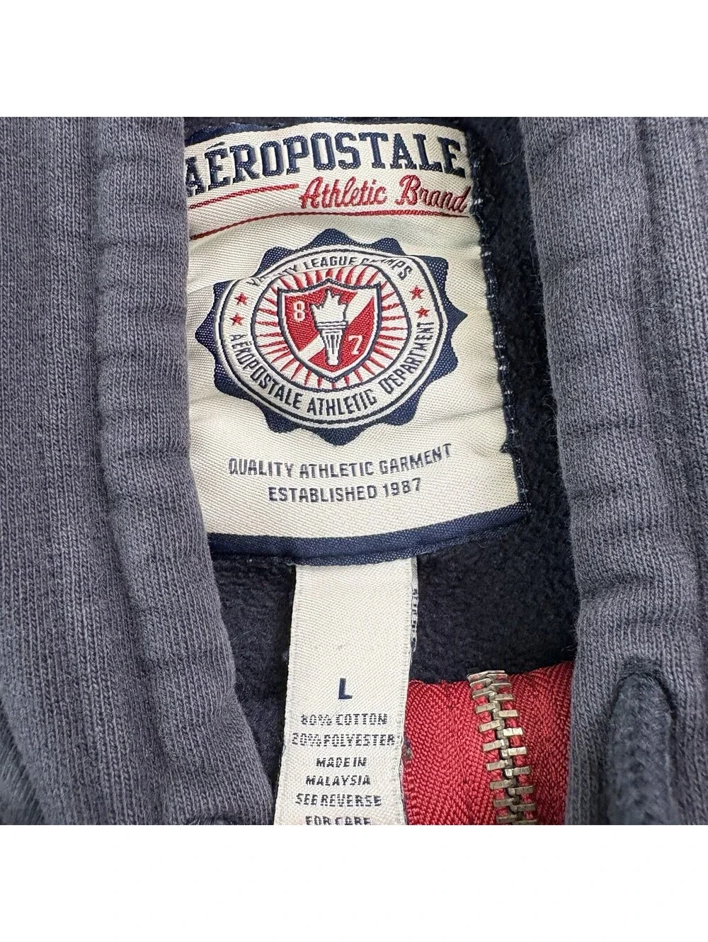 Vintage Aeropostale Zip Up Hoodie Size Large Navy Blue Faded